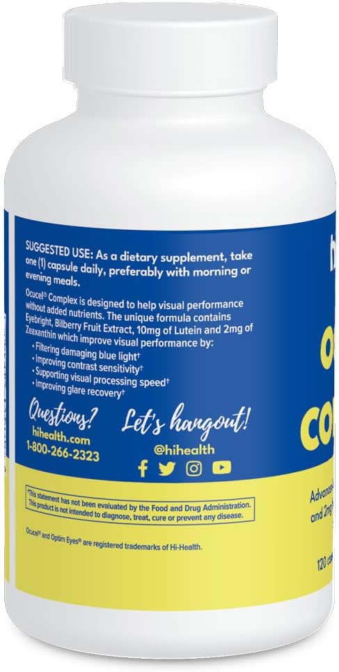Hi-Health Ocucel Complex Advanced Eye Support Vitamins for Protection from Excessive Use of Computers and Cellphones 120 Capsules