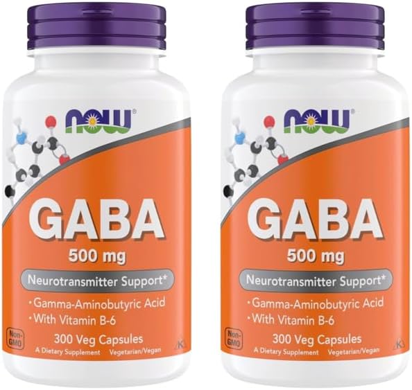 Now Supplements GABA 500 mg Capsules Premium GABA Supplement for Stress Relief Vegetarian Vegan and Kosher Friendly Ideal for Balanced Brain Function* 300 Capsules (Pack of 2)