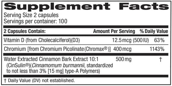 Advanced Strength Cinssulin Cinnamon Chromium Picolinate Vitamin D3 Cinnamon 500 Mg Chromium Picolinate 400 Mcg Vitamin D3 500 Iu 200 Capsules + Exclusive Vitamin Guide ADV Home
