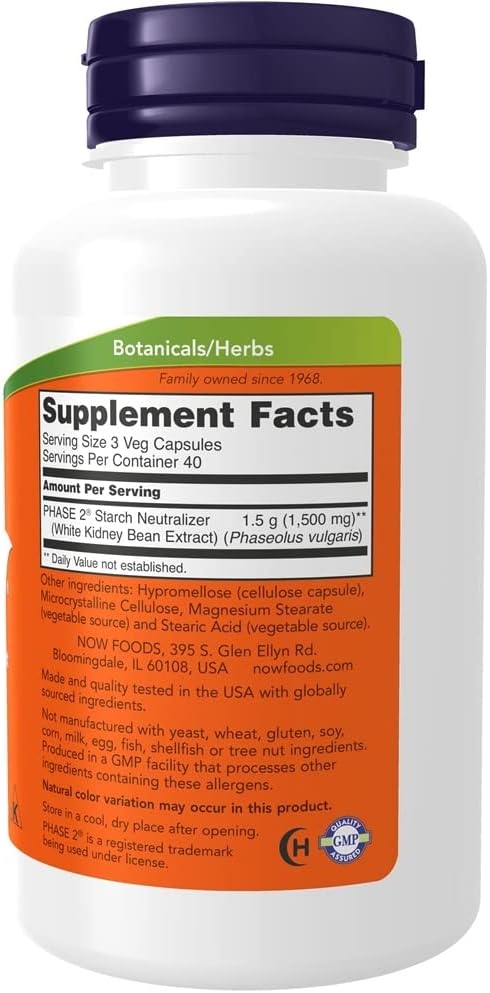 NOW Foods Phase-2 500 mg 120 VegiCaps (Pack of 2)