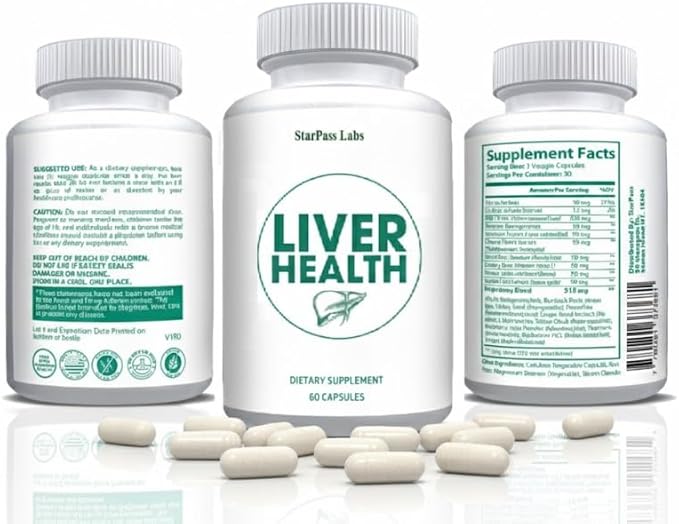 Pure Liver Health | Liver Detox &amp Cleansing Repair Formula with Natural Nutrients Vital to Liver 60 Veggie Caps