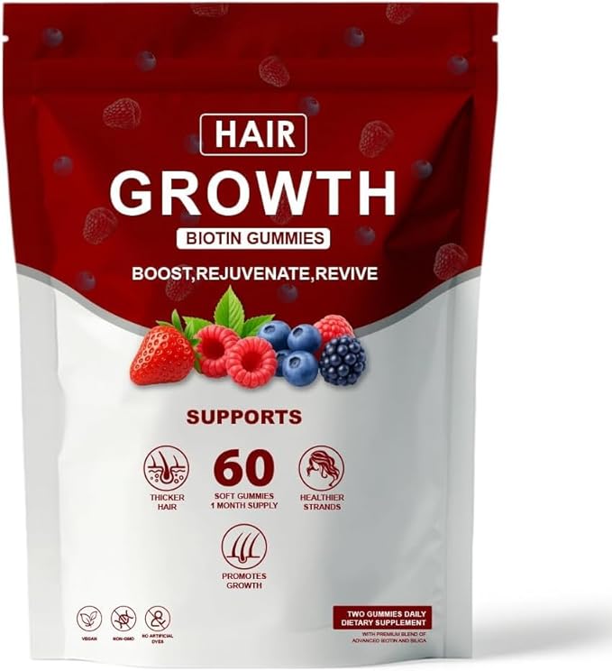 Hair Growth Vitamins Gummies for Black Women Hair Growth &amp Strength Promote Hair Strength &amp Growth with Biotin Collagen &amp Botanical Extracts Delicious Berry Flavor 60 Count