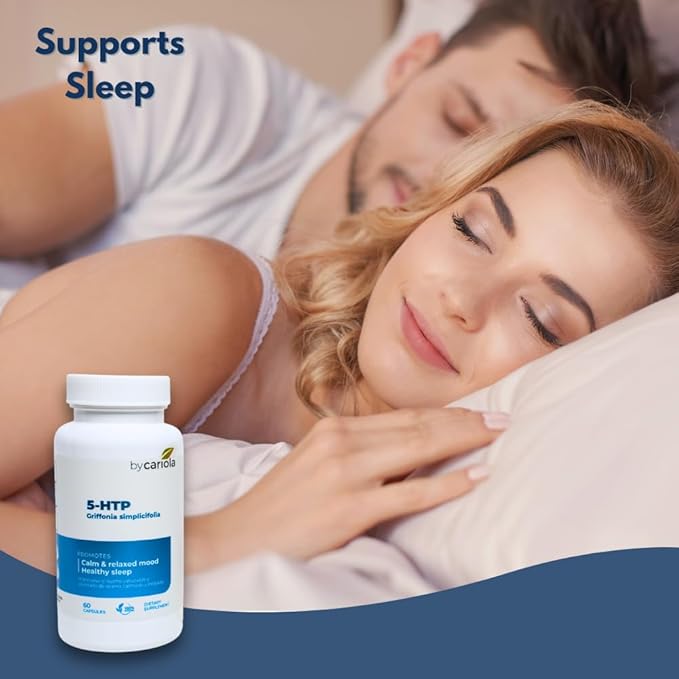 5-HTP Natural Mood &amp Sleep Support Supplement Capsules - Mood Support - Sleep Support - Serotonin Booster - Calming Effect - Natural Formula Griffonia Simplicifolia - 60 Caps