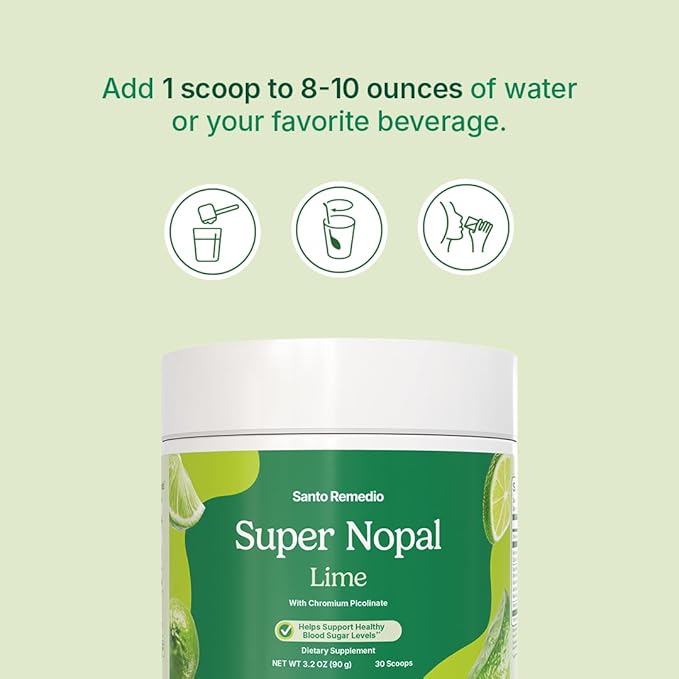 Santo Remedio Super Nopal Powder Lime Flavor Nopal Cactus &amp Prickly Pear Formula Dietary Supplement 90g (30 Servings) Daily Wellness Support