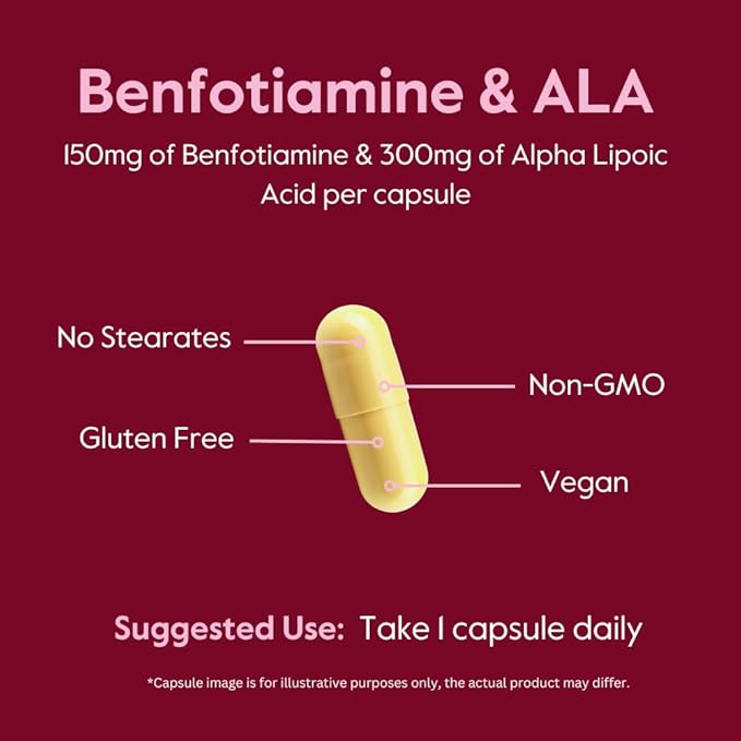 BESTVITE Benfotiamine 150mg / Alpha Lipoic Acid 300mg (240 Vegetarian Capsules)(120x2) - No Stearates - Vegan - Gluten Free - Non GMO
