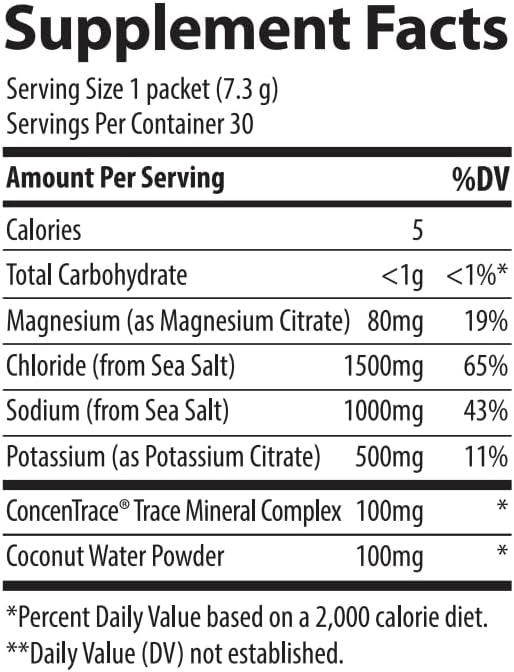 Trace Minerals ZeroLyte Salty Mango Flavor - Sugar Free Electrolyte Drink Mix - Supports Hydration Energy Stamina - Ancient Sea Salt Full Spectrum Minerals Coconut Water - 30 Packets