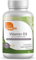 Zahler - Advanced Vitamin D3 10000 IU Softgels (250 Count) Kosher Vegetarian Friendly Vitamin D for Immune Support Bone Teeth &amp Muscle Health - Easy Swallow VIT D 3