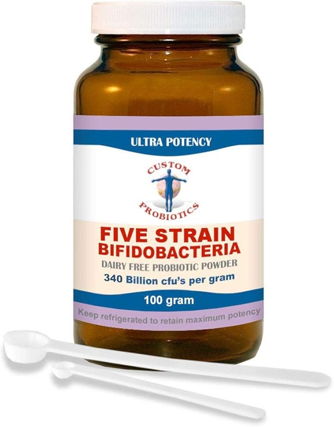 Custom Probiotics Five Strain Bifidobacteria Probiotic Powder (100 gram)