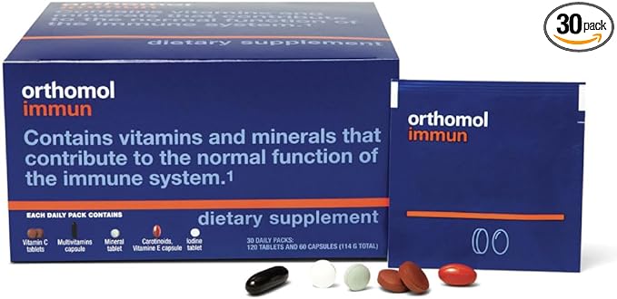 Orthomol Immun Immune Support Supplement Tablets &amp Capsules for Adults with Vitamin C Zinc Selenium Iodine Vitamin D E AB Calcium 25+ Immune Boost Nutrients for Daily Health (30 Day Supp