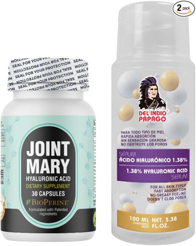 Hyaluronic Acid Capsules (30 Capsules) + Hyaluronic Acid Serum 1.38% (100ml) – Ultimate Skin &amp Joint Health Bundle for Hydration Elasticity and Mobility Support