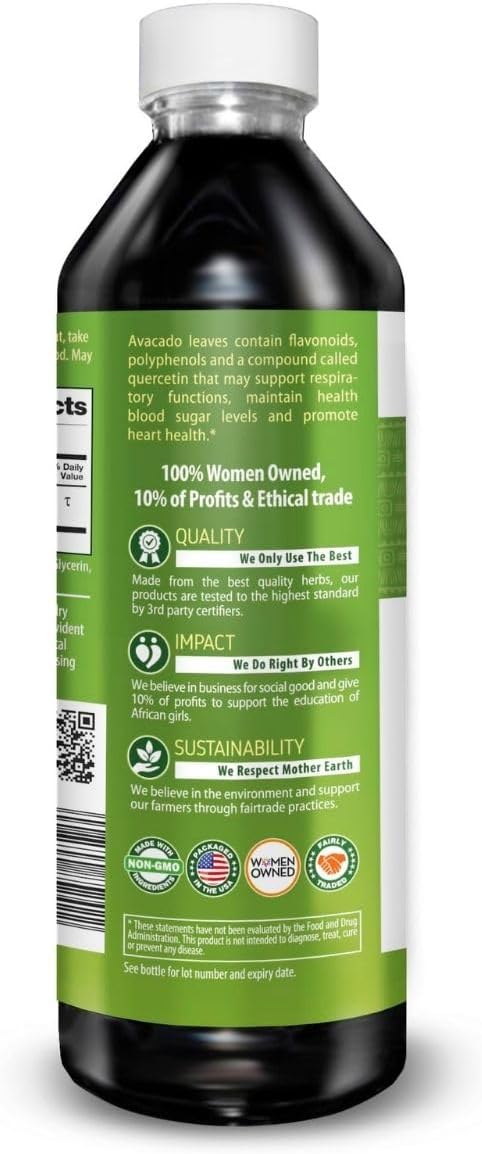 Herbal Goodness Avocado Leaf Extract Liquid Supplement - Probiotic Protein Gut Health Fiber Supplement Bone Health &amp Immune Support -12(12oz) btls (Pack of 12)
