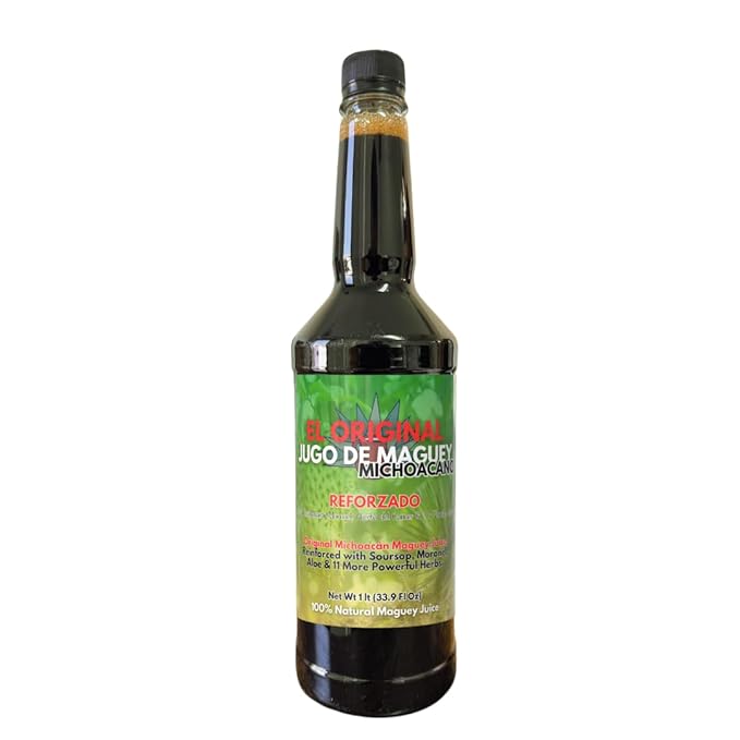 Maguey Juice - Jugo De Maguey ReforzadoWith Graviola Soursop Moronel Cancerina Aloe - Michoacano Tarasco 1 lt (33.3Fl Oz) Asado (Reinforced)