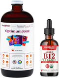 LIQUIDHEALTH Optimum Joint Liquid Supplement &amp Organic Methyl B12 5000mcg Vitamin Drops with Tart Cherry Juice for Immune Support Bone &amp Joint Health Naturl Energy Boost Improved Focus &amp