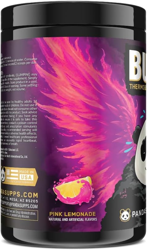Underground Bio Labs: Panda Burn MAX Enhance Your Strength Energy Focus with Dual Source Caffiene (350mg) Alpha GPC and MitoBurn® (Pink Lemonade)(25 Servings)