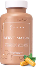 Lune Nerve Matrix™ Nerve Support Supplement – Daily Formula for Tingling Burning &amp Numbness in Feet &amp Hands – with R-ALA Curcumin B Complex Benfotiamine &amp Citicoline – 60 Capsules