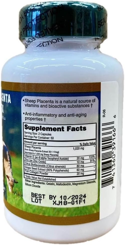 4 bottles Sheep Placenta Complex 100 Capsules/bottle Make In USA FRESH Faster shipping !!