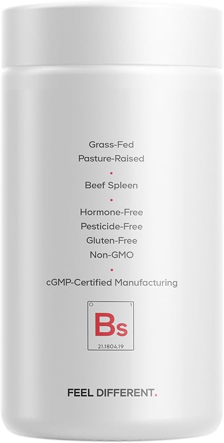 Codeage Grass Fed Beef Spleen Supplement - 2-Month Supply - Freeze Dried Non-Defatted Desiccated Bovine Pills Glandulars Meat – Pasture Raised Beef Vitamins for Spleen -180 Capsules