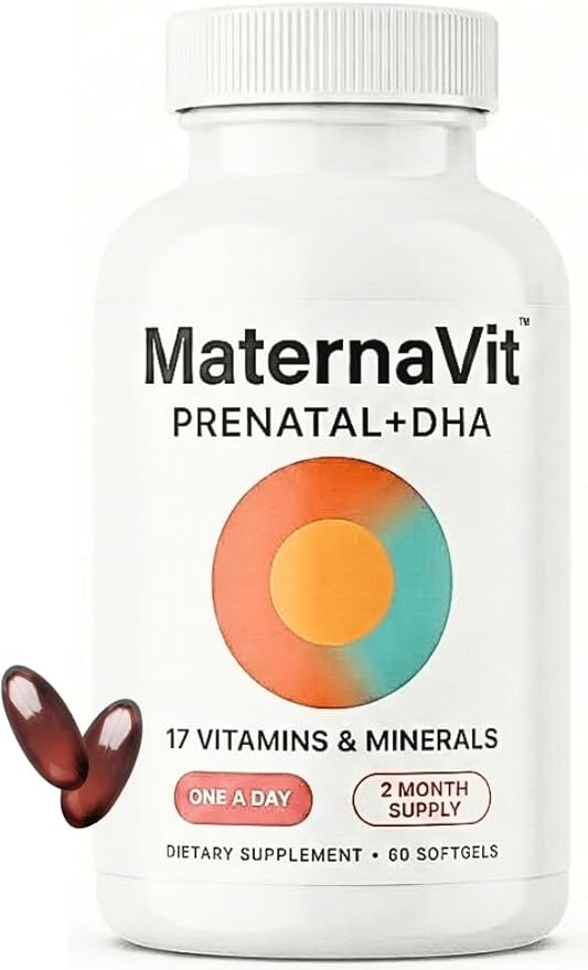 MaternaVit 1 a day Prenatal vitamins for women 2 month: Folic acid Fish Oil Omega 3 DHA/EPA Vitamin D3 B6 Vitmain B12 C E Calcium Iron Magnesium Zinc supplement FSA eligble multivitamin