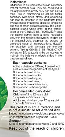 Super Pack of 2 Genesis Probiotics: Genesis Bifidobacterium Complex BB Probiotic 30 Capsules of 240 mg and Genesis LB Probiotic 30 Capsules of 240 mg