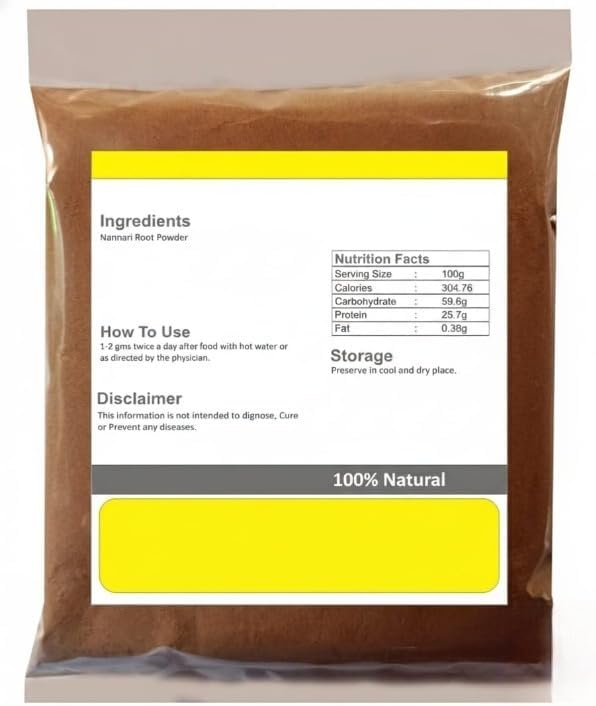Nannari Root Powder 100g KapuriAnantamul Powder for Skin and Digestion Health.Powder for Over All Health.Pack of 1