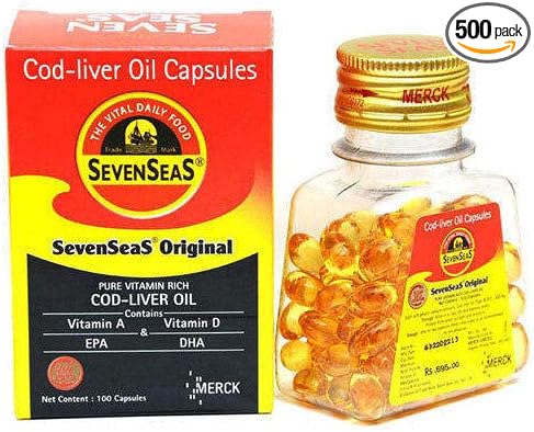 Kalyani Merck SevenSeas Original Cod Liver Oil Capsules- 500 Pieces - Free EXPEDITE Shipping (1)