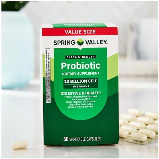 H4U Spring Valley Extra Strength Probiotic Vegetable Capsules for Digestive Health (10 Billion CFU 60 Count)