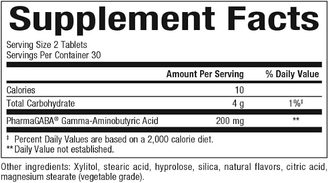 Natural Factors Pharma GABA - Dietary Supplement Supports Calm Sleep &amp Sleep Quality - Natural Fast-Working Supplement Aids Focus &amp Brain Health - 60 Chewable Tablets (30 Servings)