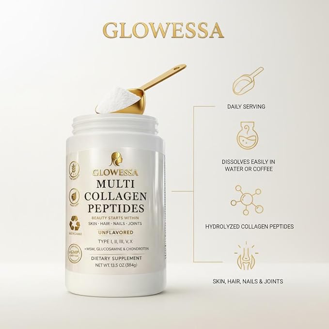 Multi Collagen Peptides Powder – Types I II III V &amp X – Hydrolyzed Collagen Supplement for Hair Skin Nails &amp Joint Support – Unflavored Daily Collagen for Women &amp Men
