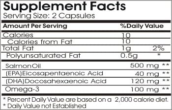 Salmon Oil Omega 3 500mg // 200 Capsules // Pure // by PureControl Supplements