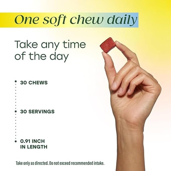 MegaFood Multivitamin for Women One Daily Multivitamins Soft Chews with Folate Methylated B12 Vitamin B6 Biotin Vitamin D3 C &amp A - Mixed Berry Flavor - Vegetarian Non-GMO - 30 Chews