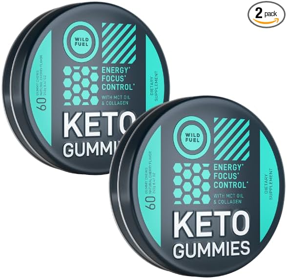 WILD FUEL MCT Oil Keto Gummies with Collagen - Pre Workout Gummy Keto Candy - Physical and Mental Energy Low Carb Low Calorie - 2-Month Supply 120 Cherry Collagen Gummies for Women and Men