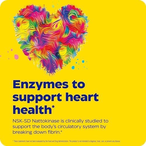 Enzymedica Natto-K Nattokinase Supplement Promotes Heart Health &amp Circulation 90 Count