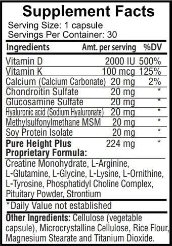 PureHeight Plus #1 Doctor Recommended Height Enhancement Supplement - Growth Vitamins for Kids Teens &amp Adults - Increase Bone Strength and Density - Height Enhancer Vitamins Grow Taller Fast