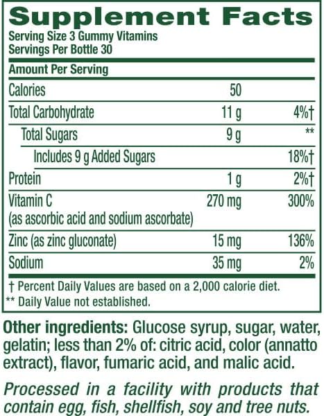 Vitafusion Power Zinc Gummy Vitamins 15 mg Zinc per Serving High Potency Zinc &amp Vitamin C for Immune Support Natural Strawberry and Tangerine Flavor 90 Count (Pack of 3)