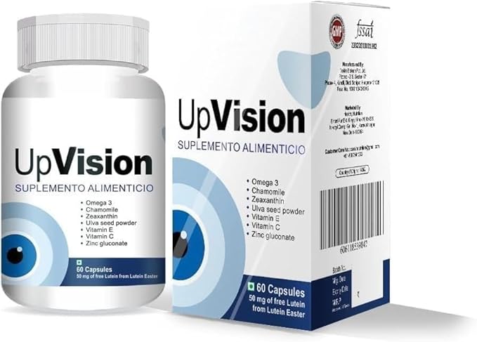 Upvision Eye Care Supplemnt for Eye Health with Omega-3 Vitamin E Vit A Vit C Lutein Zeaxanthin Vit B2 Vegetarian 60 Capsules-Pack of 1