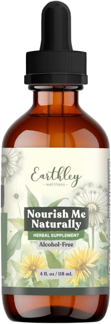 Earthley Wellness Nourish Me Naturally Liquid Herbal Multivitamin for Whole Family Wellness Bioavailable Plant-Based Nutrition Herbs Like Nettle and Alfalfa Leaf Trace Minerals Alcohol-Free (4oz)