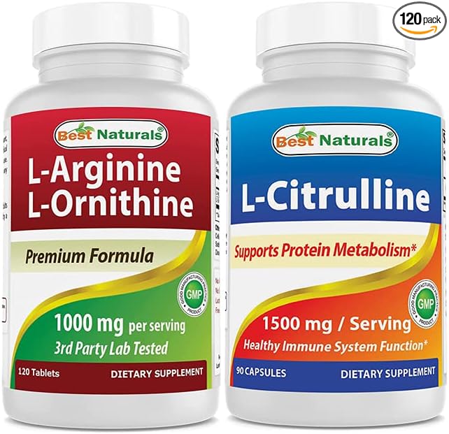 Best Naturals L-Arginine L-Ornithine - 1000mg &amp L-Citrulline 1500mg