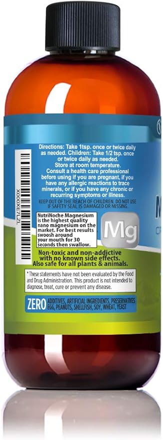 Liquid Magnesium by NutriNoche– 99.99% Ultra Pure Crystalline Nano Drops for Maximum Absorption &amp Bioavailability - Magnesium Glycinate Liquid Alternative - Supports Sleep Calm Energy Muscles Nerv