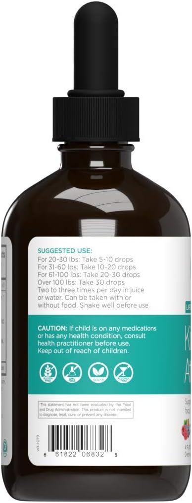 Natural Wellbeing Kids' Attention Gold - Natural Support for Focus and Concentration with Rhodiola - Mixed Berry &amp Raspberry Flavor - 4 oz (118 ml)