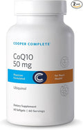 Cooper Complete - CoQ10 50 mg - CoEnzyme10 Ubiquinol Supplement - 60 Softgels per Bottle. Pack of 2