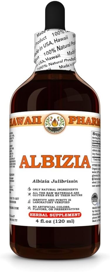 Hawaii Pharm Albizia Extract Tincture for Mood Balance Promotes Calm Supports Emotional Well-Being Eases Sleep Troubles Encourages Relaxation - 4 fl.oz