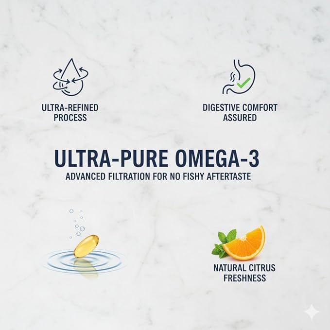Omega 3 Supplement with EPA DHA DPA – 120 Softgels – Natural Fish Oil with Vitamin K2 and D3 – High Purity Formula for General Health Support