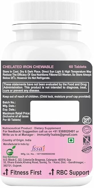 Iron Tablets Women Teenager Girls – 60 Chewables (Pack of 1)