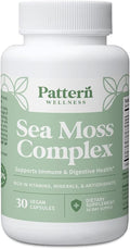 Pattern Wellness Sea Moss Complex – Sea Moss Burdock Root Bladderwrack Vitamin C &amp Ginger – Supports Immune &amp Digestive Health – Vegan Non-GMO – 30 Capsules
