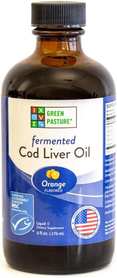 Green Pasture - Fermented Cod Liver Oil Liquid - 6 fl. oz. - Orange