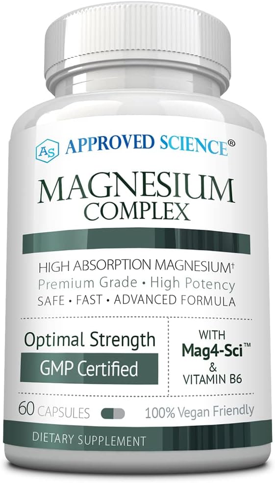 Approved Science Magnesium Complex - Magnesium Bisglycinate Malate Citrate and Oxide Heart Headaches Cramps Energy - High Absorption - 60 Capsules - 1 Month Supply - Non-GMO - Vegan