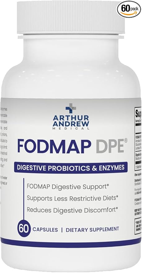 Arthur Andrew Medical - FODMAP DPE Digestive Probiotics and Enzymes Relief for FODMAP Intolerance and Highly Fermentable Foods Vegan Non-GMO 60 Capsules