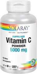 SOLARAY Vitamin C Crystalline 5000mg | Buffered Powder for Gentle Digestion | Healthy Immune Function Collagen Synthesis &amp Antioxidant Support | 8 oz