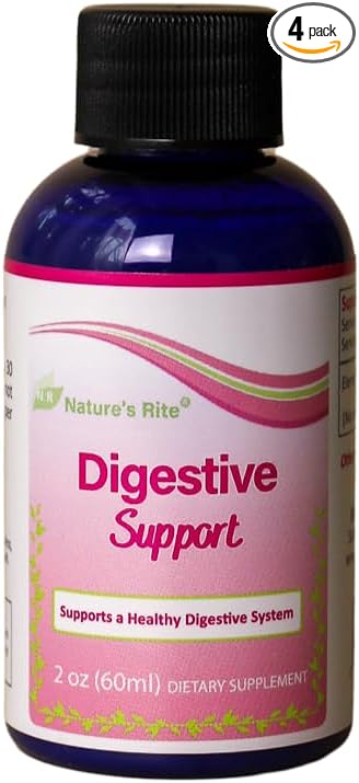 Nature's Rite Colloidal Silver - Digestive Support – Natural Formula with Silver Colloid – Promotes Digestive Comfort – Easy-to-Use 2 oz (4ct) Bottles
