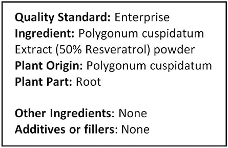 Pure Resveratrol Powder Standardized 50% Extracted from Polygonum Cuspidatum Root (1000 Grams (2.2 lb))